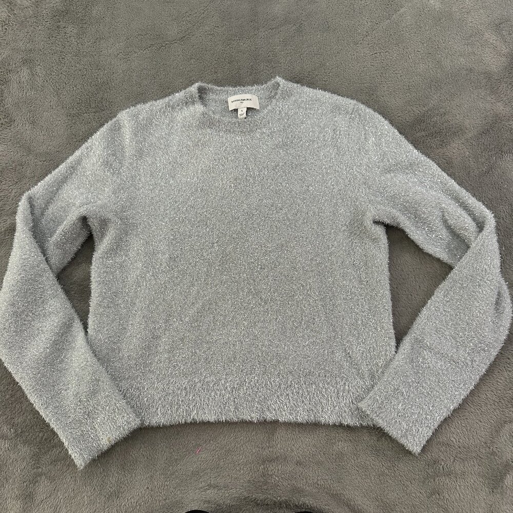Banana Republic Factory SMALL Sweater Silver Sparkle Pullover Crew Neck Blouse